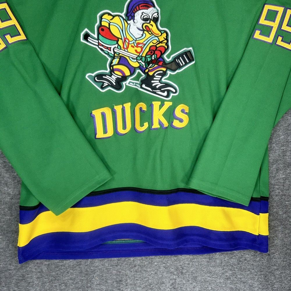 Vintage Mighty Ducks D-5 Jersey Mens 2XL Green Embroidered Adam Banks #99 Movie - Picture 5 of 13